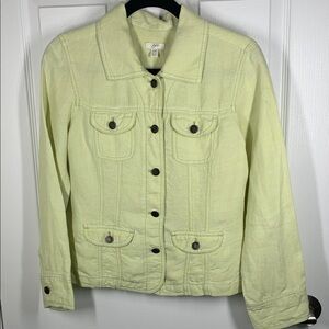 J Jill lime green linen jacket size xsp
